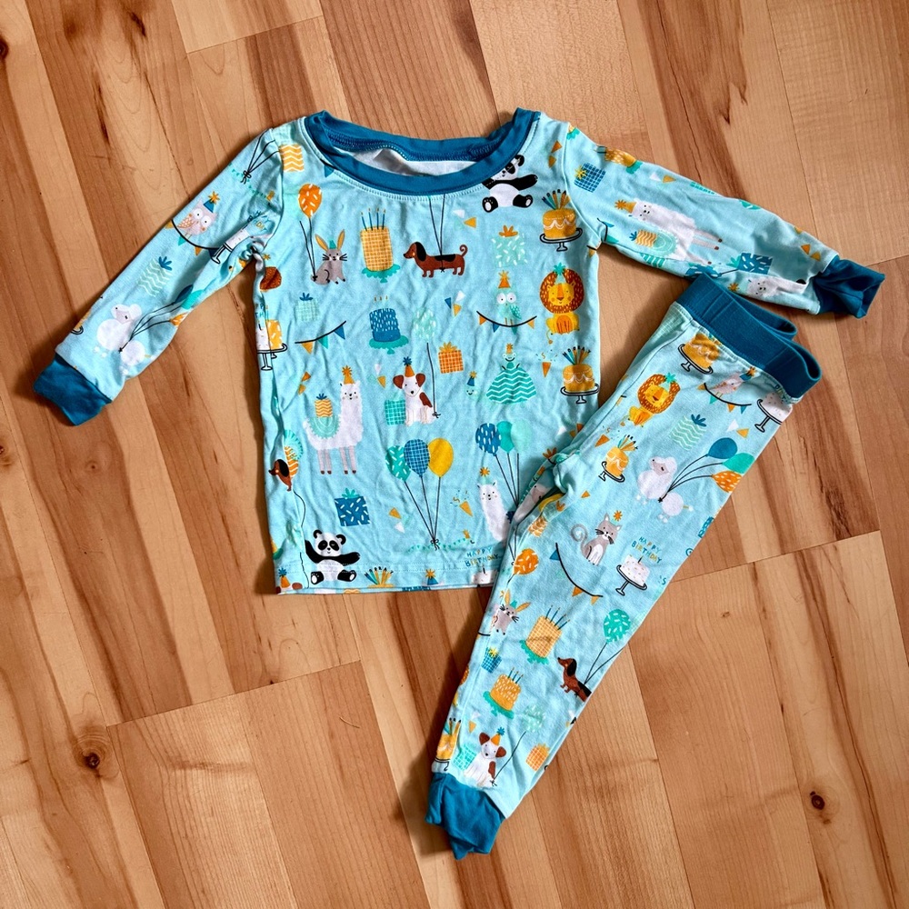 Little Sleepies Blue Party Animal Print Pajamas